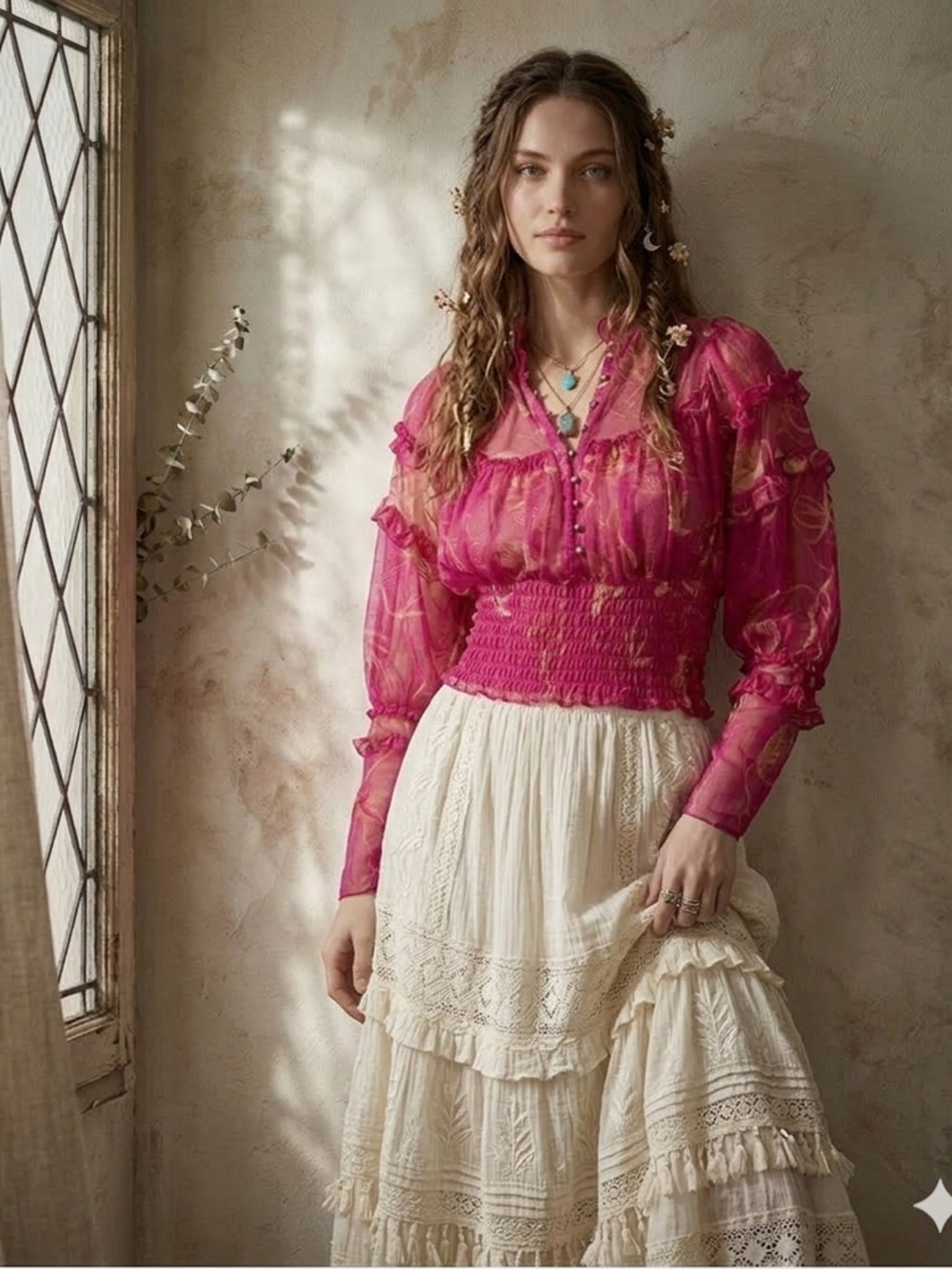 Free People Time For Shine Mesh Top Floral Cropped S NWT